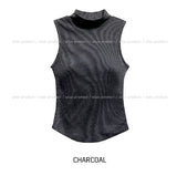 Perry Ribbed Half Turtleneck Sleeveless (With Cup)