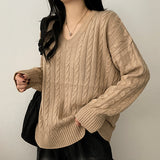 Tied V-neck twisted knitwear