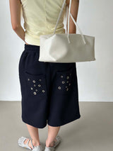 Eyelet back pocket bermuda pants(3color)