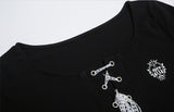 Funky Graphic Lace-Up Crop Tee 231949403