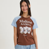 マルチーズアーカイブラグランハーフスリーブTシャツ
