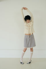 BOW MINI DOT LACE SKIRT (GREY)