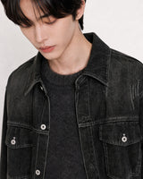 (UNISEX) スクラッチ デニム シャツ ジャケット