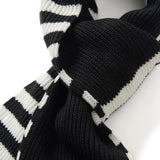 Striped knit muffler / Black ivory