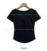 [U-BASIC] スローボタンVネック半袖Tシャツ