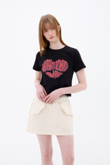 HEART LOGO CROP T-SHIRT / BLACK