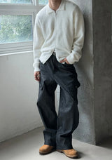 [Unisex] Angora kara knit zip up(6color)