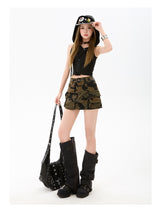 American Retro Camo Cargo Denim Shorts