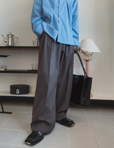 Modern three-tuck wide slacks
