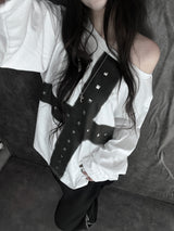 cross stud loose fit long sleeve (2color)
