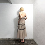 TIED SHIRRING DRESS
