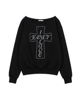 FROSS OFF-SHOULDER SWEATSHIRT (BLACK) F26QB040