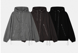 Slant-washed hooded field jacket