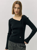 CUT OUT RIBBON KNIT BLACK