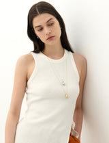 26SS★ Champagne Full Moon Big Bowl Long Necklace