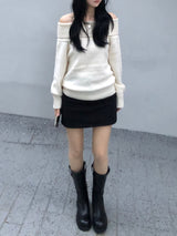 Uni Off-Shoulder Knitwear (4 colors)
