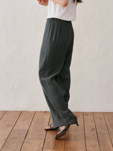 Pleat banding pants (Dark grey)