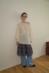 Check frill skirt