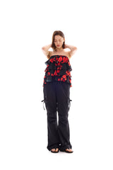 FLUTTER FRILL TOP SKIRT / RED
