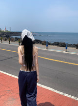 Lace Ribbon Cropped Sleeveless