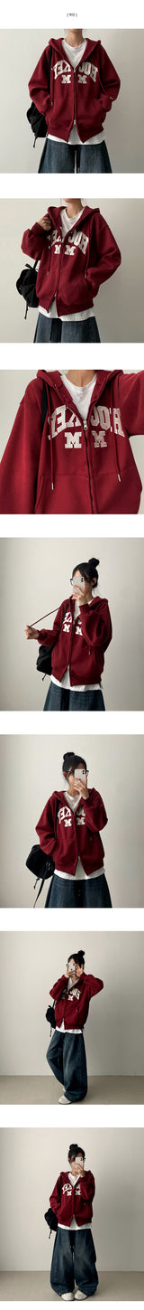 Eaton high-quality patch embroidered solid hooded zip-up