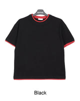 リアンカラーマッチングレイヤード半袖Tシャツ