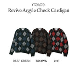 REVIVE ARGYLE CHECK CARDIGAN