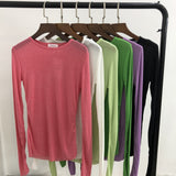 カラーソフトラウンドベーシック長袖Tシャツ