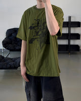 Las Faded Printing Oversized Short Sleeve