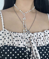 パール タイ ラリアット ネックレス