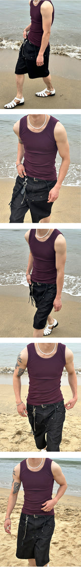 [MUSCLE FIT] Golgi basic fitting sleeveless