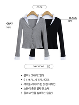 Preppy V-neck Shirt Layered Long Sleeve Knitwear