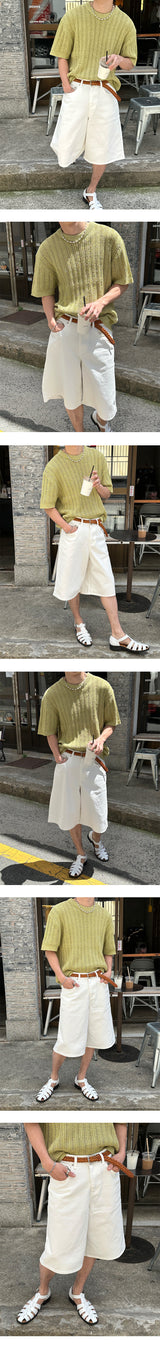 【S/S】ホワイトコットンバミューダパンツ