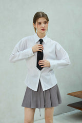 LOWELL SLIM FIT STRIPE SHIRRLING SHIRT / WHITE