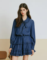 Naive Tie Set Denim Shirt Deep-denim