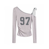 97 Floral One Shoulder T-shirt