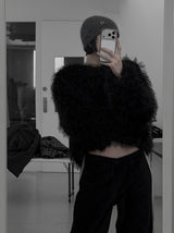 Eyelet Angora Fur Short Beanie