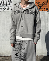 Dark Button Hooded Cardigan