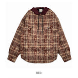 Trine check quilted padded hood shirt