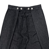 タックオン バックボタンワイドフィットセルビッチデニムロングパンツ (2 colors)