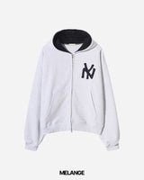 NY Crop Embroidered Zip-Up Hoodie