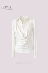 Lily Shirring Shirt Long Sleeve Top