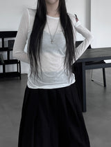 layered see-through long sleeve T (4color)