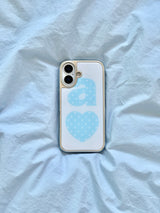 BLUE DOTTY LOVE WHITE Silver Epoxy Case