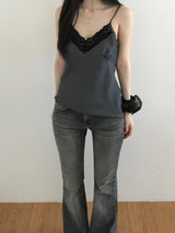 Satin Lace Sleeveless Top (2 colors)