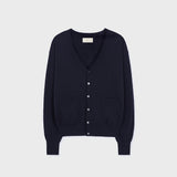 エクストラファインウールVカーディガン (Navy)