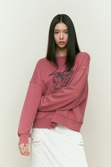 LUNA WASHING UNICORN GRAPHIC SWEATSHIRT [DARK PINK]