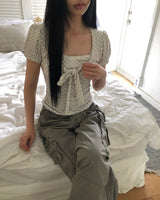 Kukin Check Ribbon Short Sleeve T-Shirt
