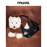 muva. Top‑Layer Cowhide Dumpling‑Shape Bag, Genuine‑Leather Large‑Capacity Shoulder & Cross‑body Daily Purse, New Arrival Sep 26