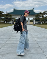 Logan Denim Cargo Pants(Light Blue)